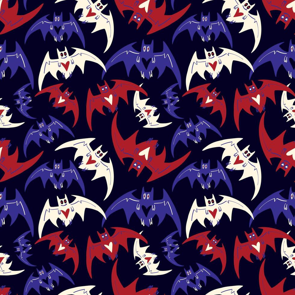 Halloween seamless pattern with bats vector