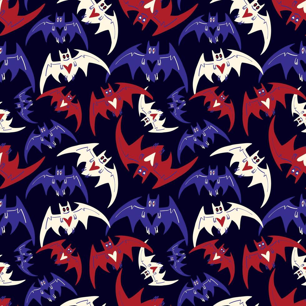 Halloween seamless pattern with bats vector