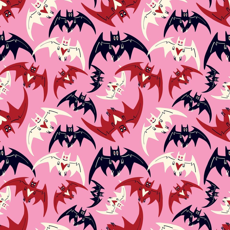 Halloween seamless pattern with bats vector