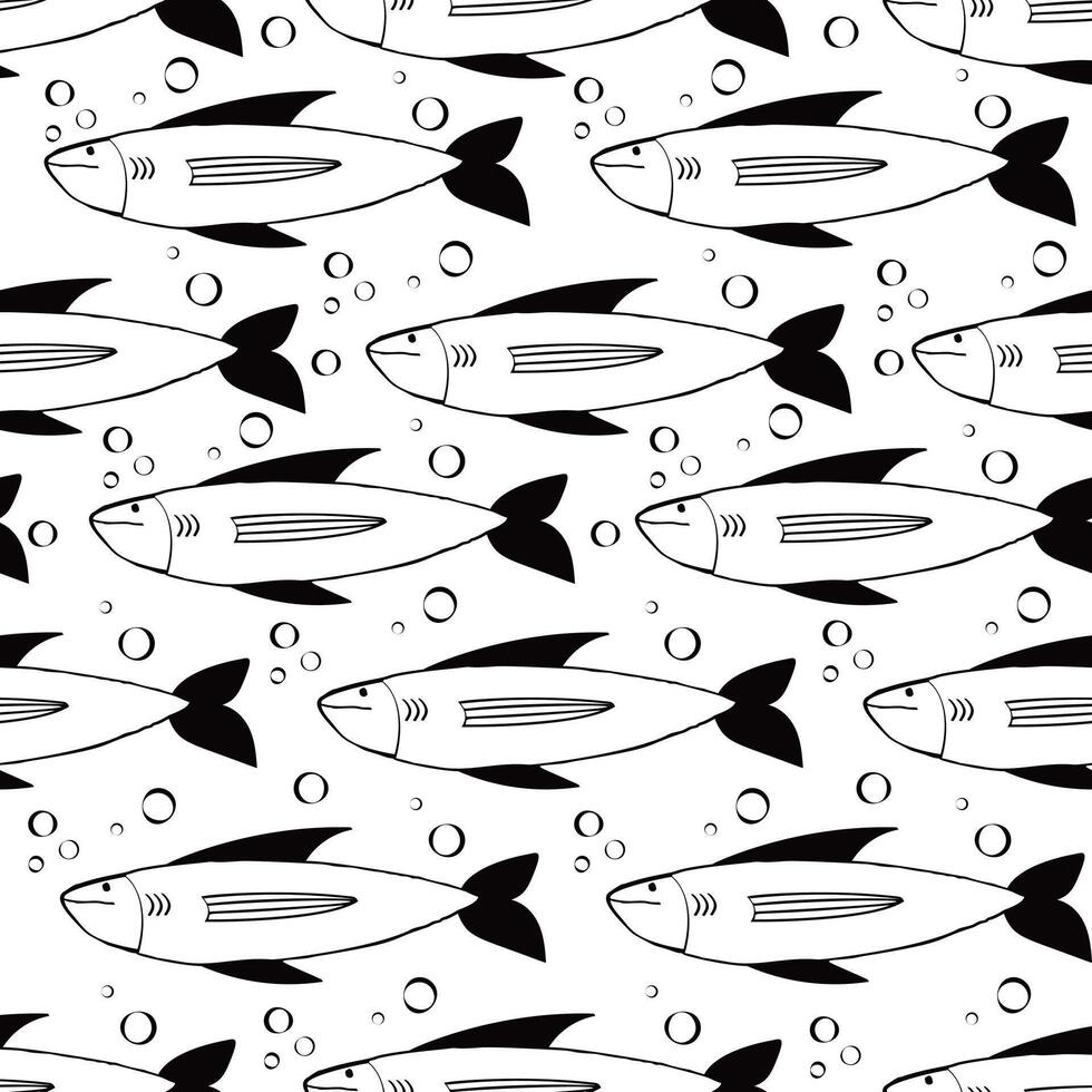 Fishes seamless pattern vector