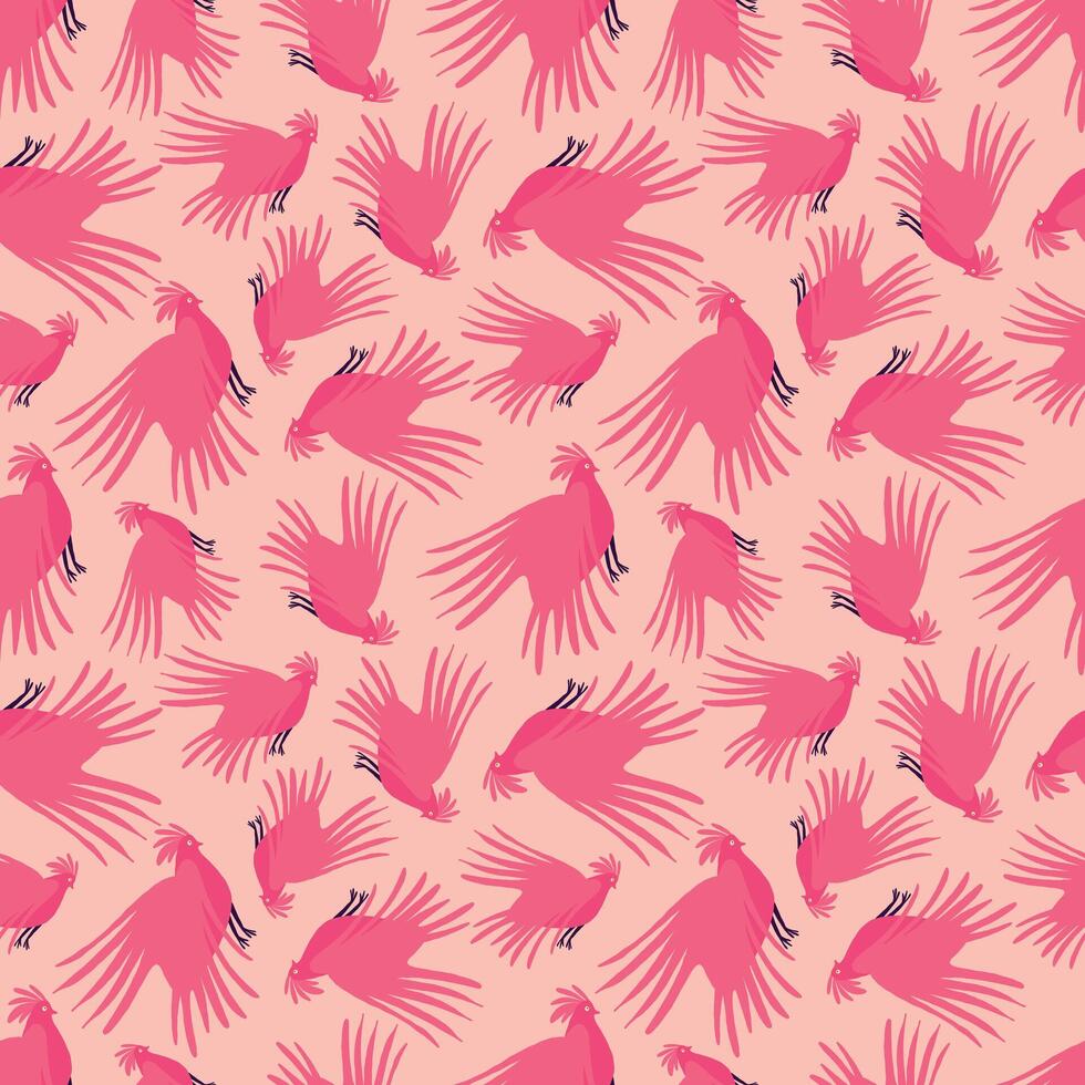 A pink and white pattern of birds flying in the sky vector