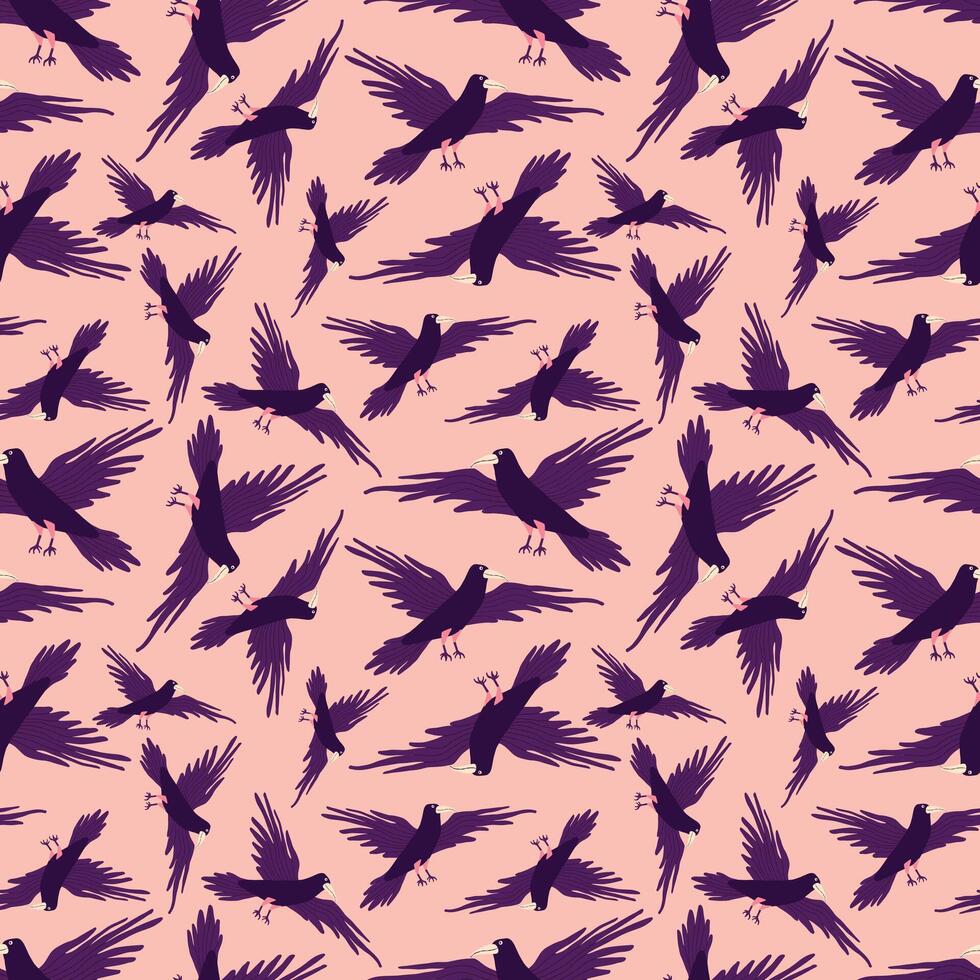 Seamless pattern with ravens vector