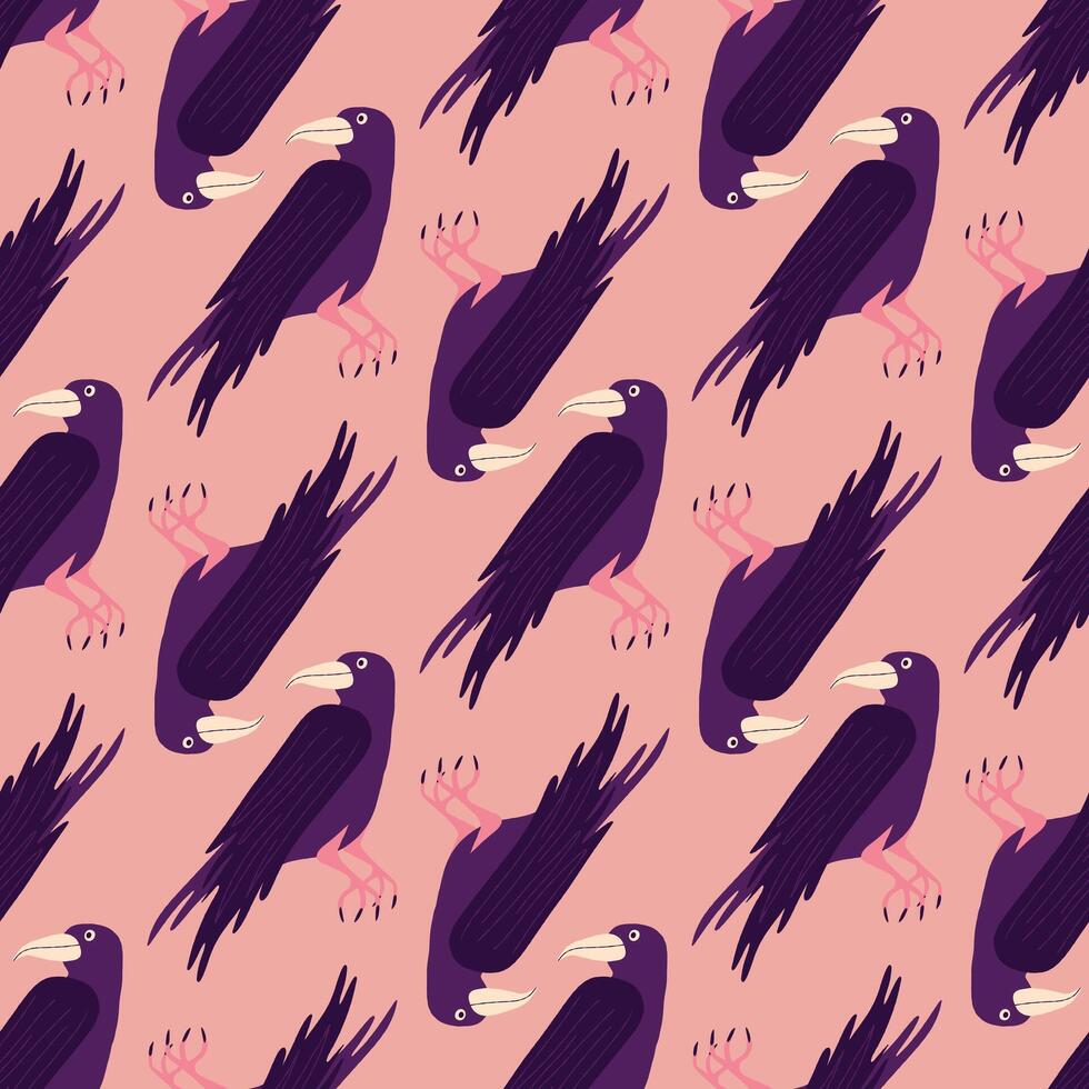 Seamless pattern with ravens vector
