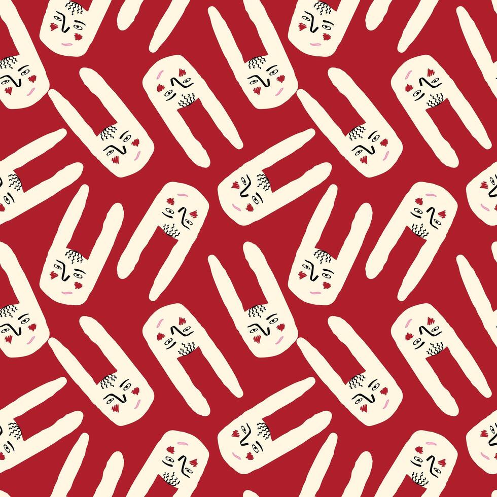 cartoon rabbits seamless pattern vector