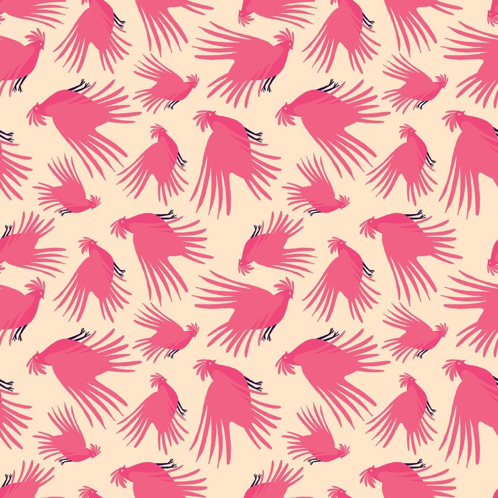 A pink and white pattern of birds flying in the sky vector