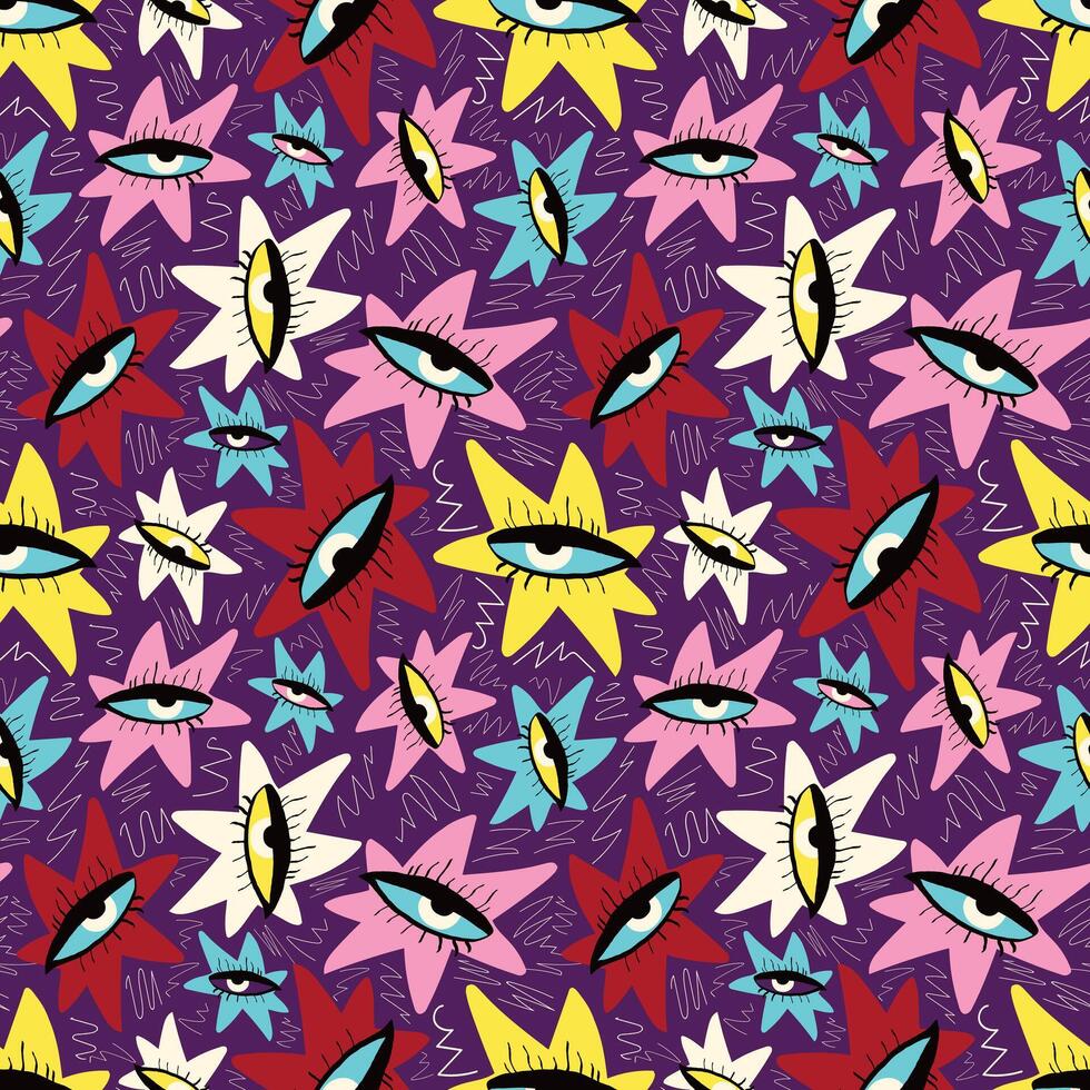 A colorful pattern of eyes vector