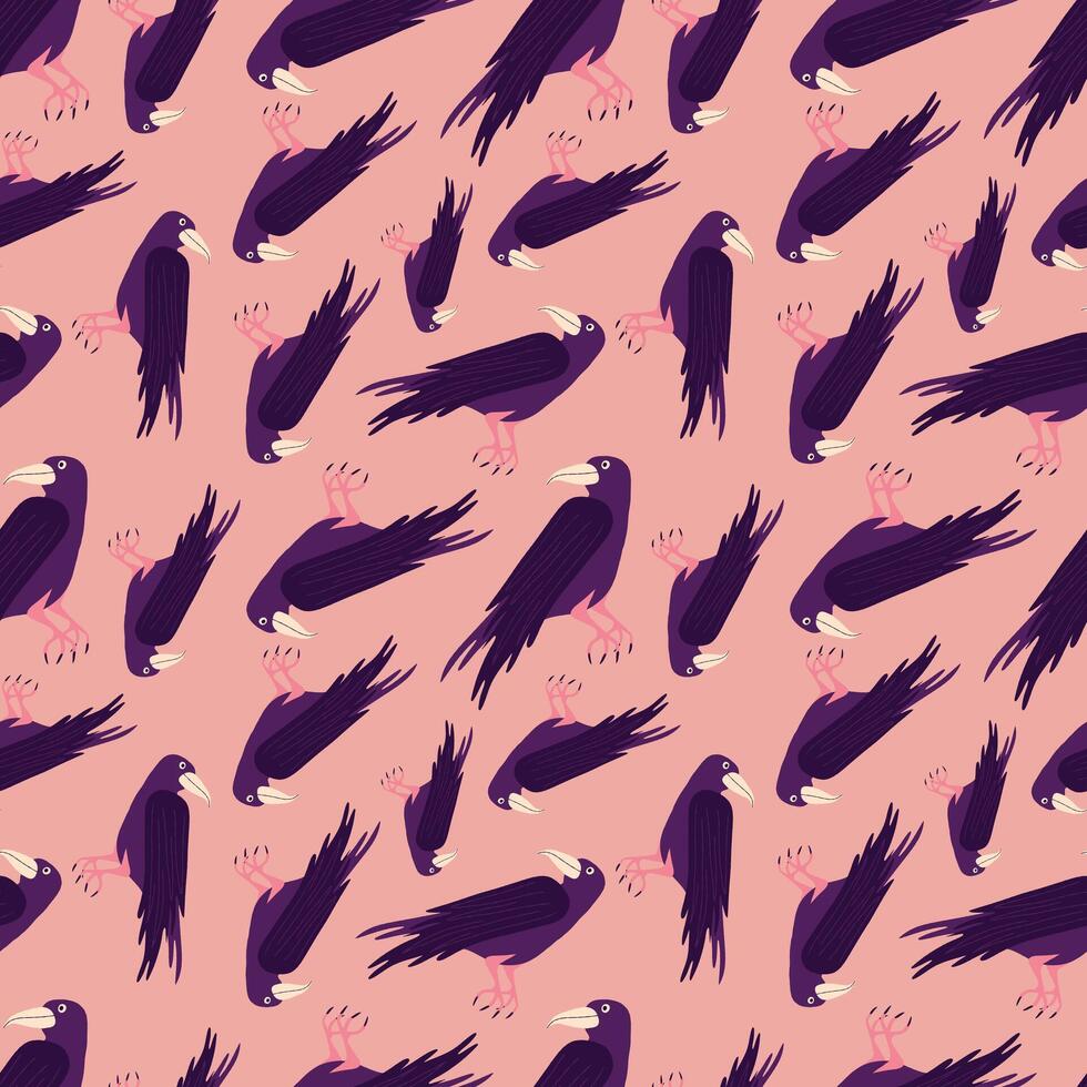 Seamless pattern with ravens vector