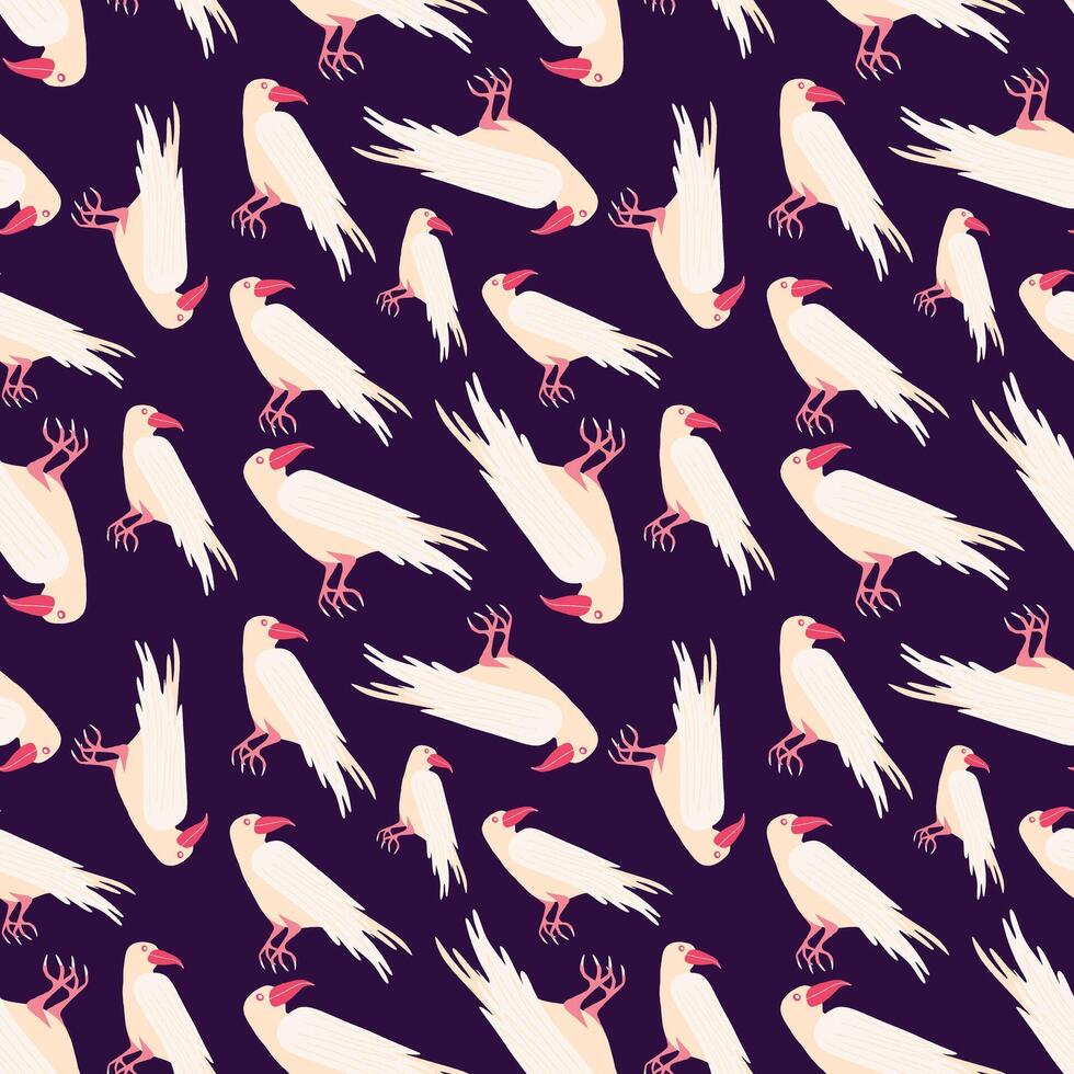 Seamless pattern with ravens vector
