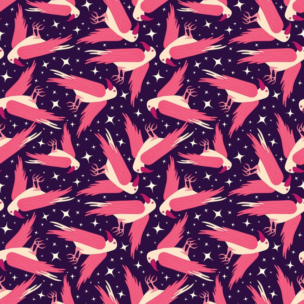 Seamless pattern with ravens vector