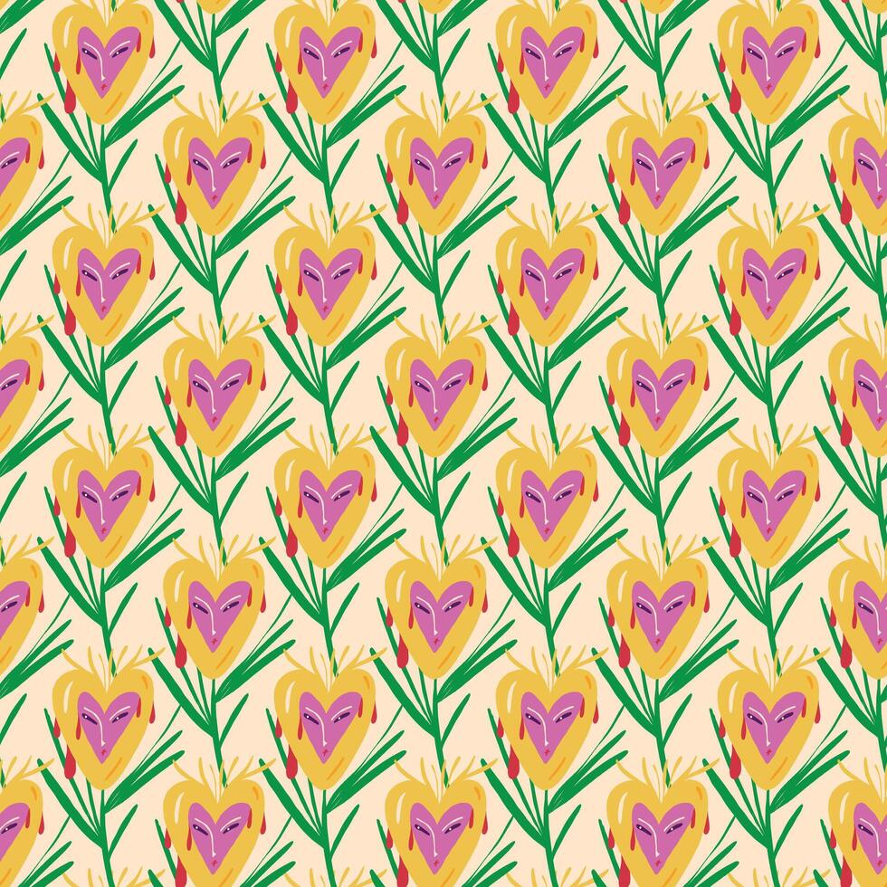 funny pattern with cool flowers vector