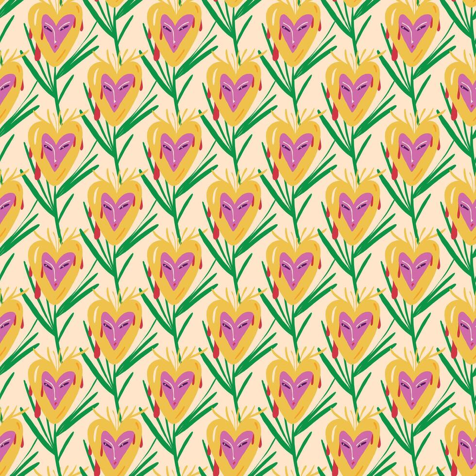 funny pattern with cool flowers vector