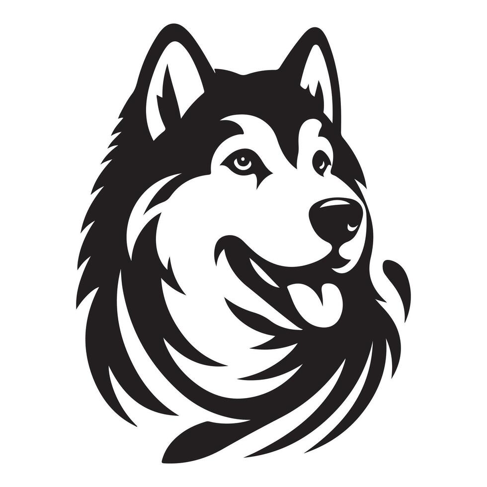 dog of breed siberian husky, black color silhouette vector