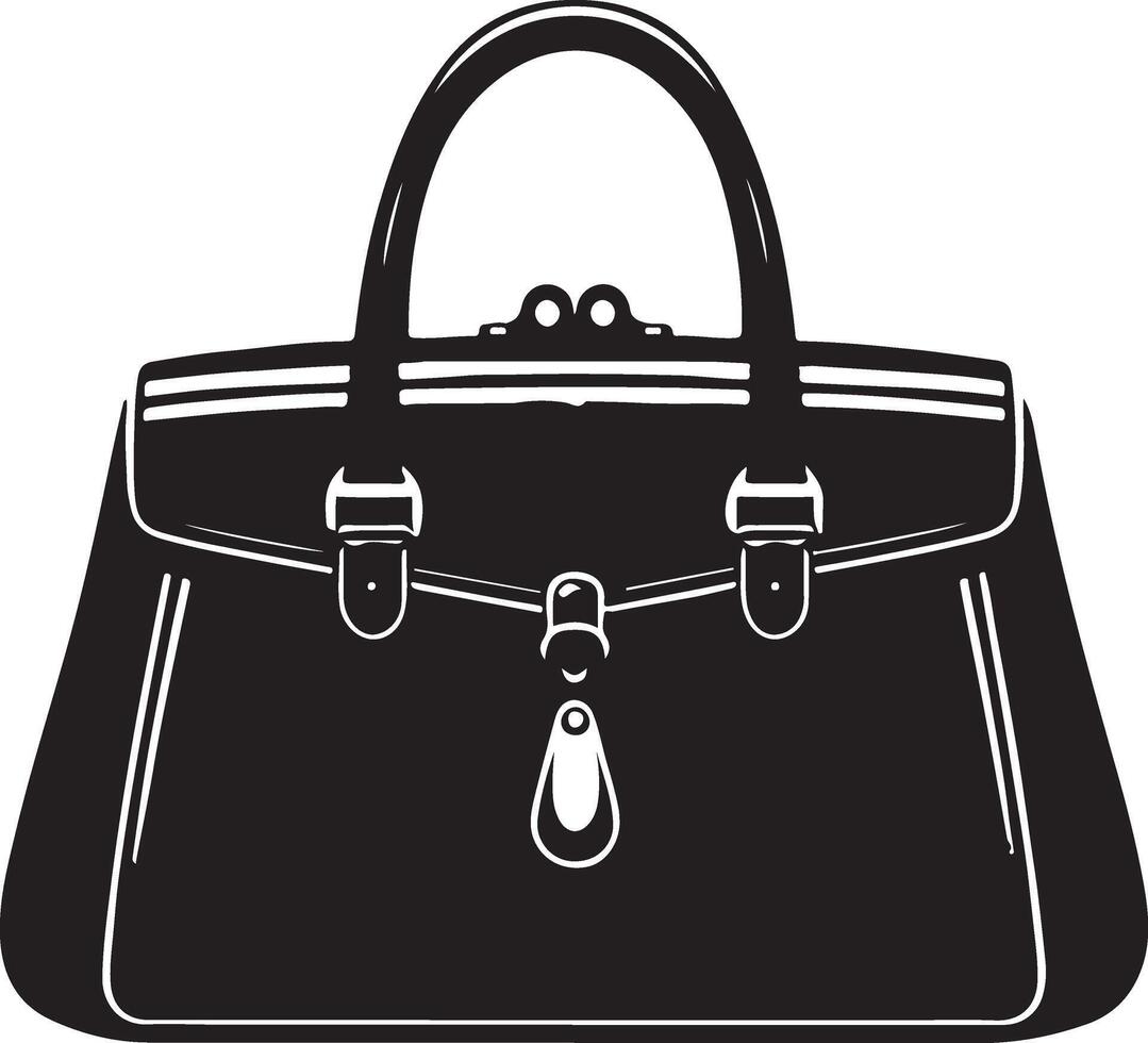 black silhouettes of handbag, black color silhouette vector