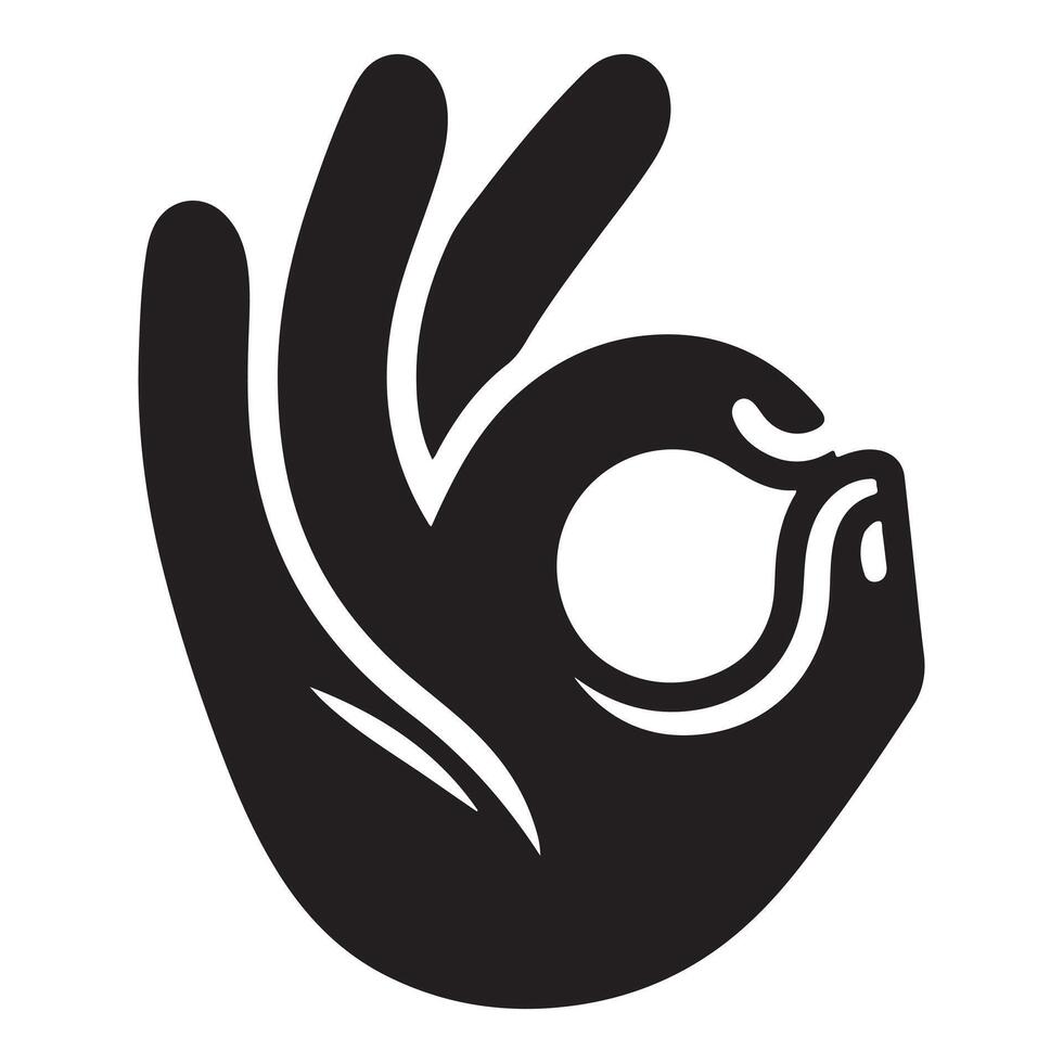 Hand icon, black color silhouette vector