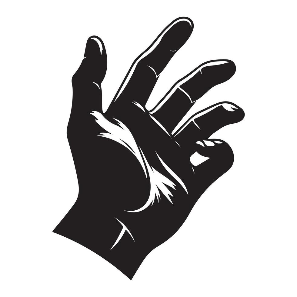 Hand icon, black color silhouette vector