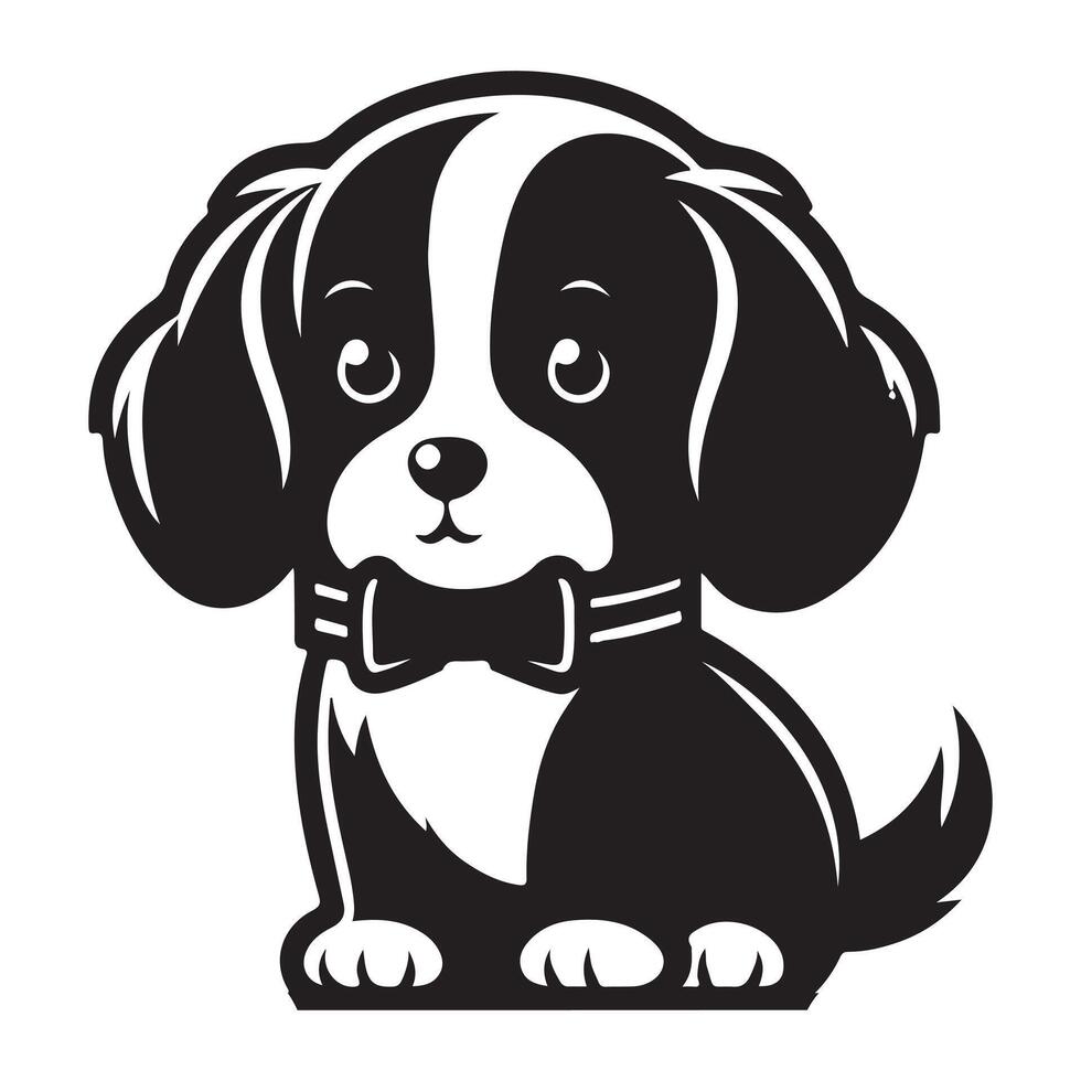 A cute Charlie dog, black color silhouette vector