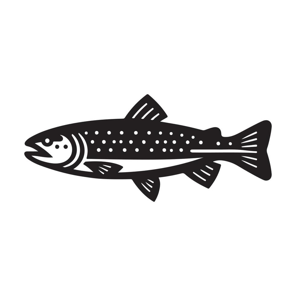 fish silhouette illustration, black color fish silhouette isolated white background vector