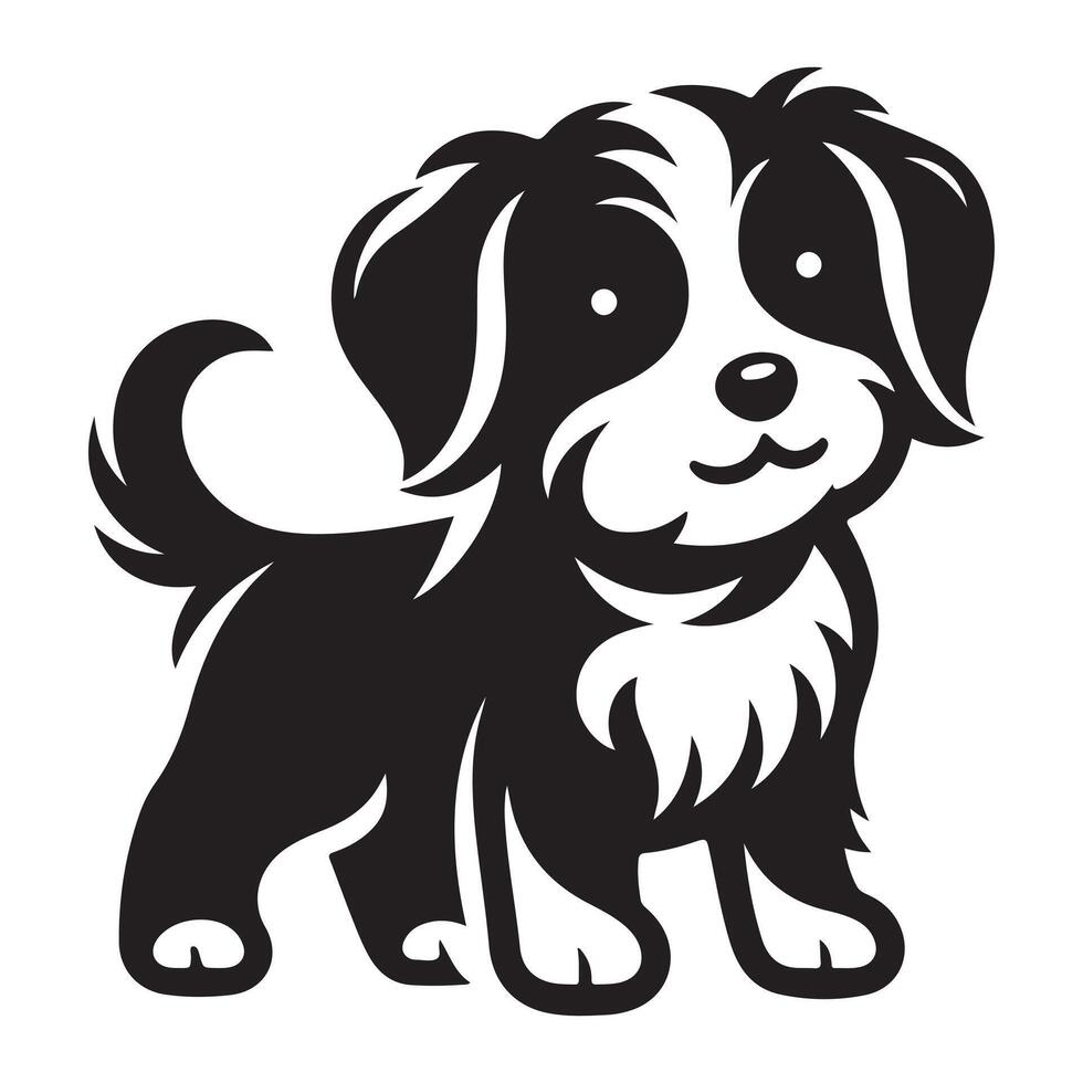 un linda charlie perro, negro color silueta vector