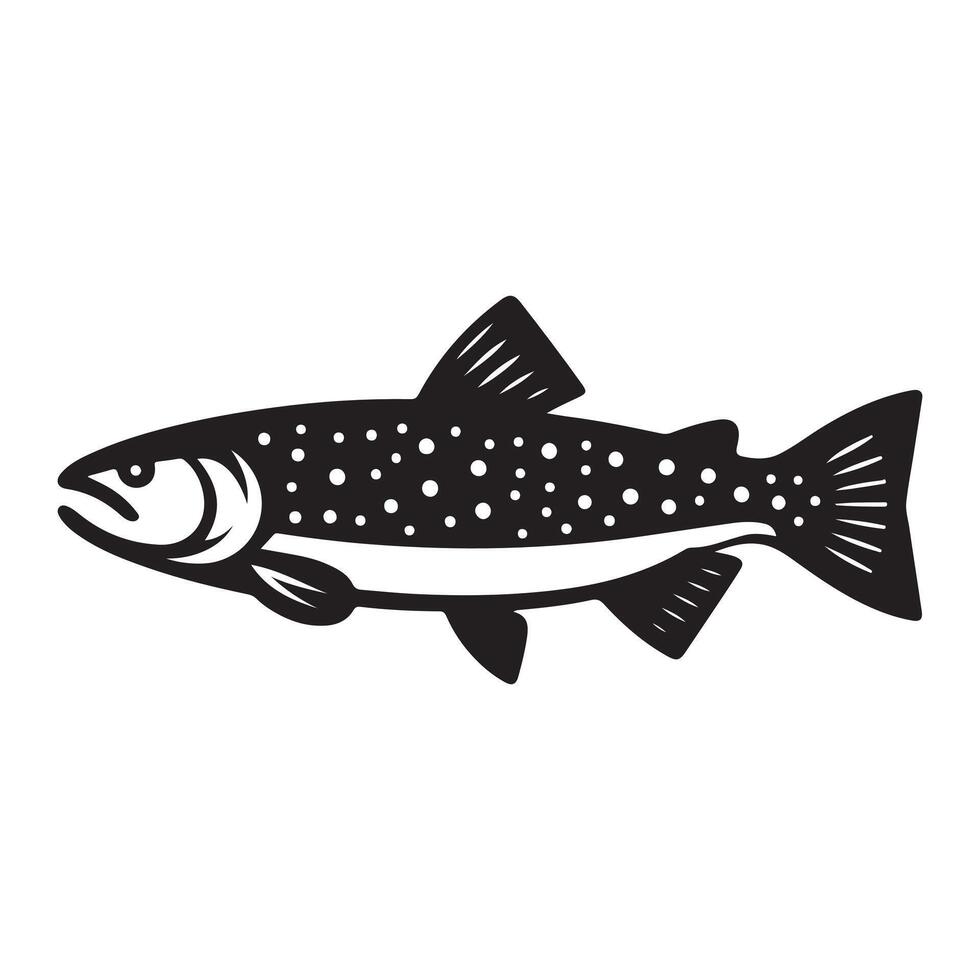 fish silhouette illustration, black color fish silhouette isolated white background vector