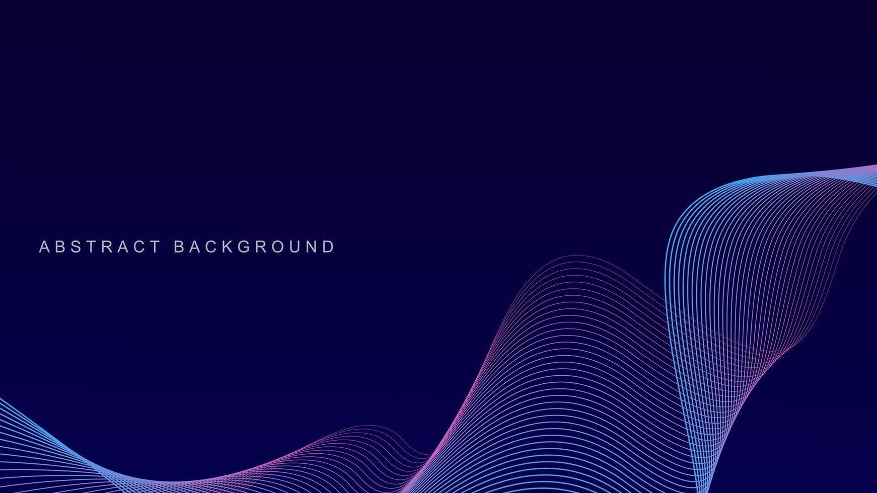 Abstract glowing wave lines on dark blue background. Dynamic wave pattern. Modern flowing wavy lines. Futuristic technology concept. Suit for banner, poster, cover, brochure, flyer, website vector