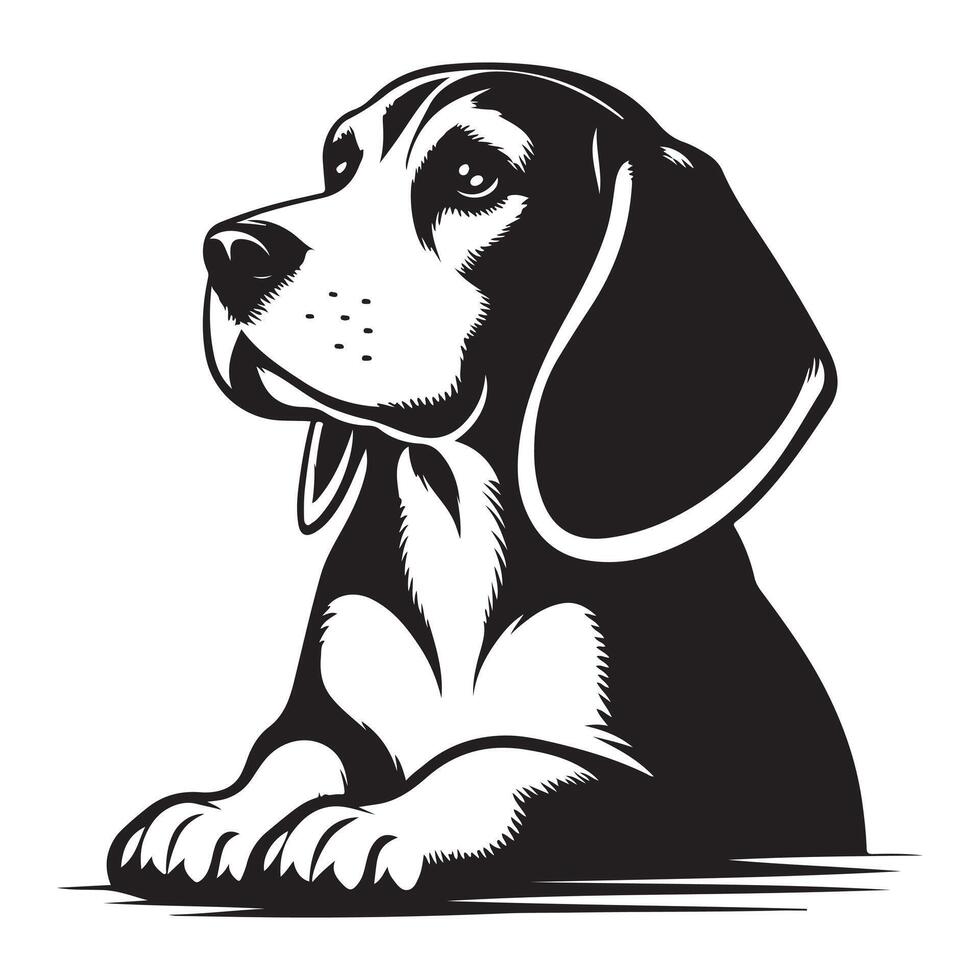 beautiful beagle dog, black color silhouette vector