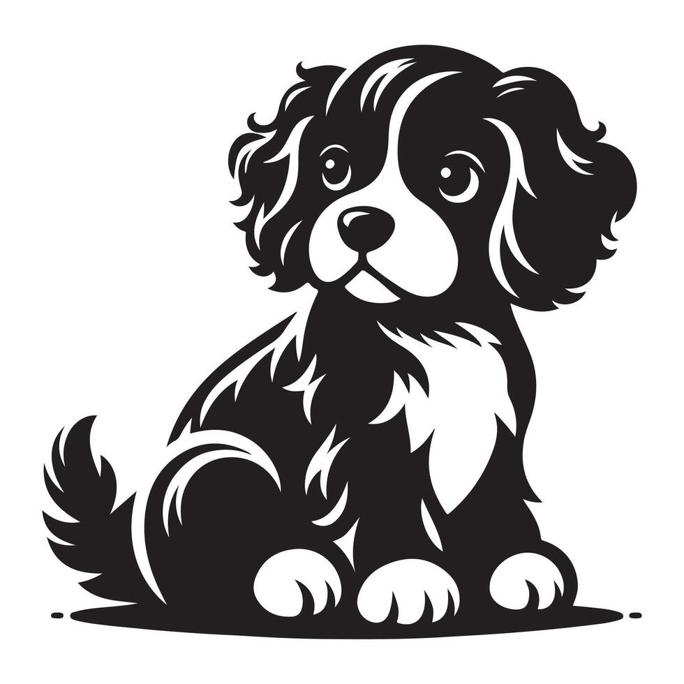 A cute Charlie dog, black color silhouette vector