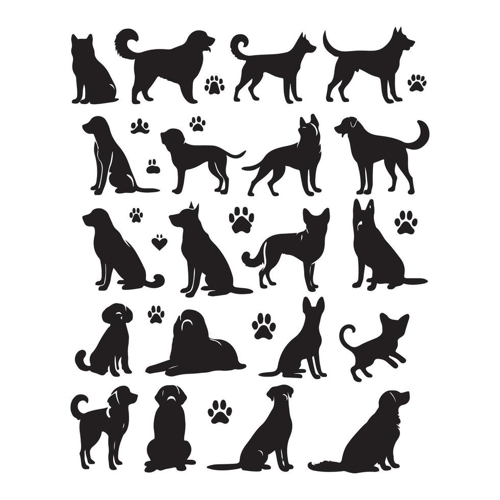 dog silhouette set, vector