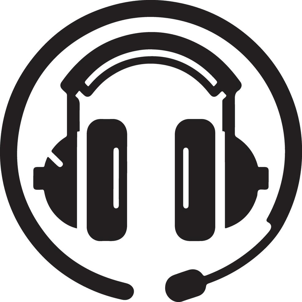 Headphones icon ,silhouette in black and white vector