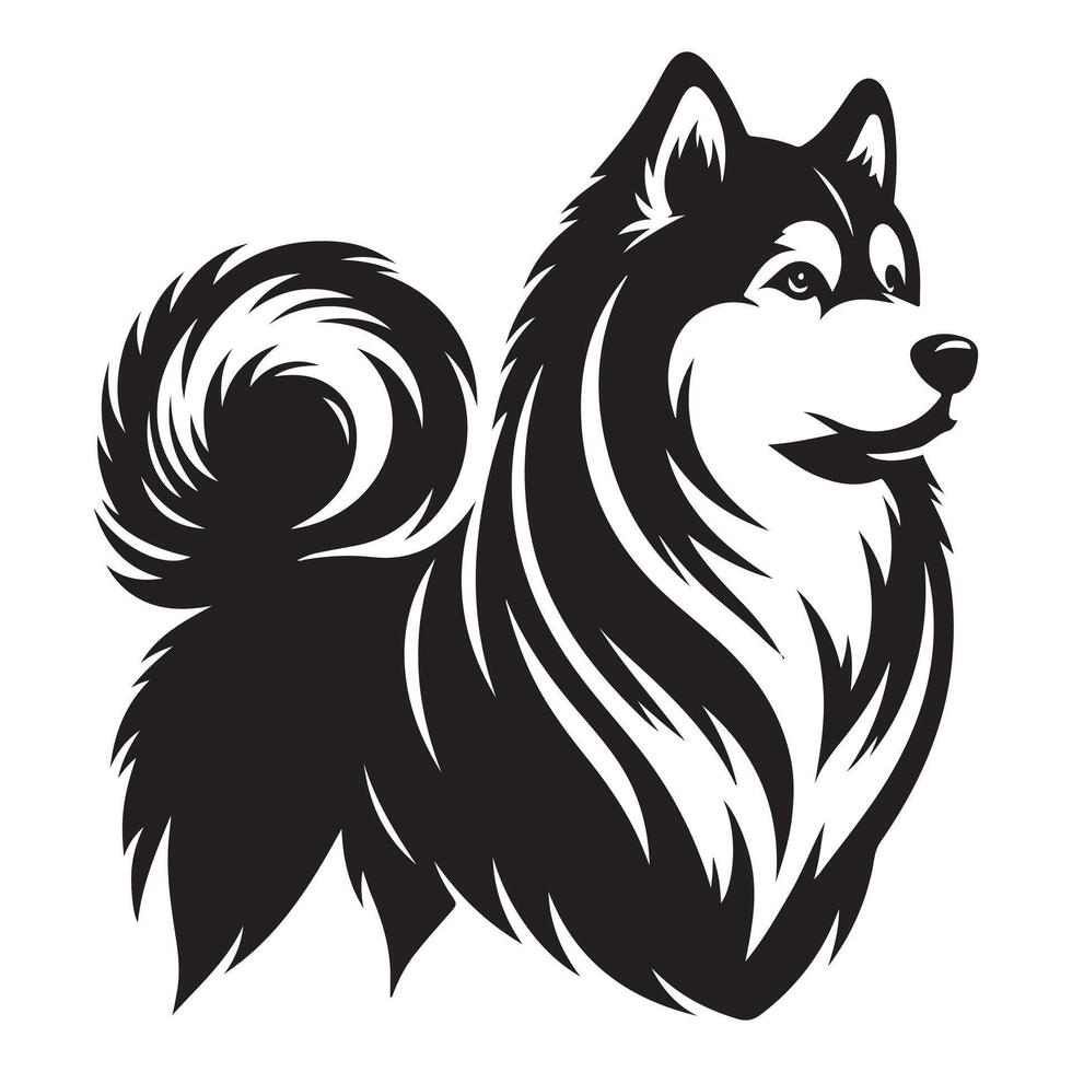 dog of breed siberian husky, black color silhouette vector