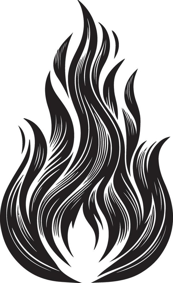 fuego silueta, negro color silueta vector