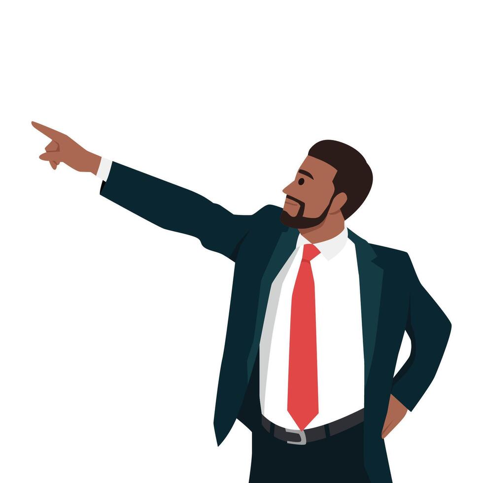 Young businessman pointing his finger forward with a happy face. vector