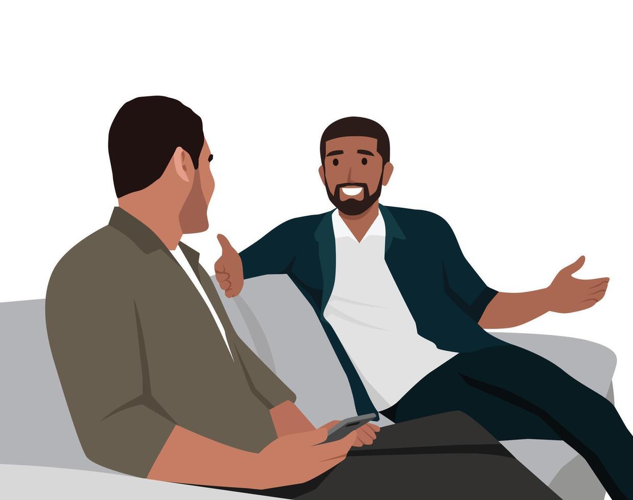 Two people discussing business investment. vector