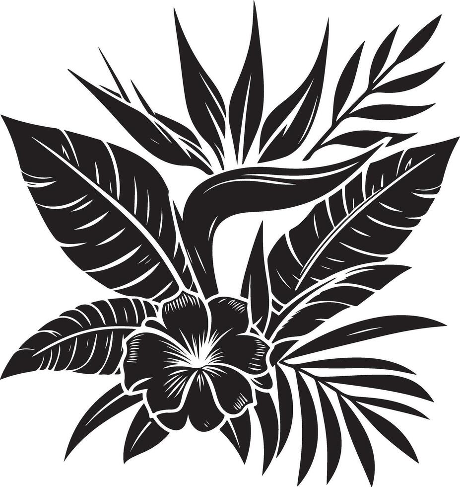 tropical flower, black color silhouette, black color silhouette 2 vector