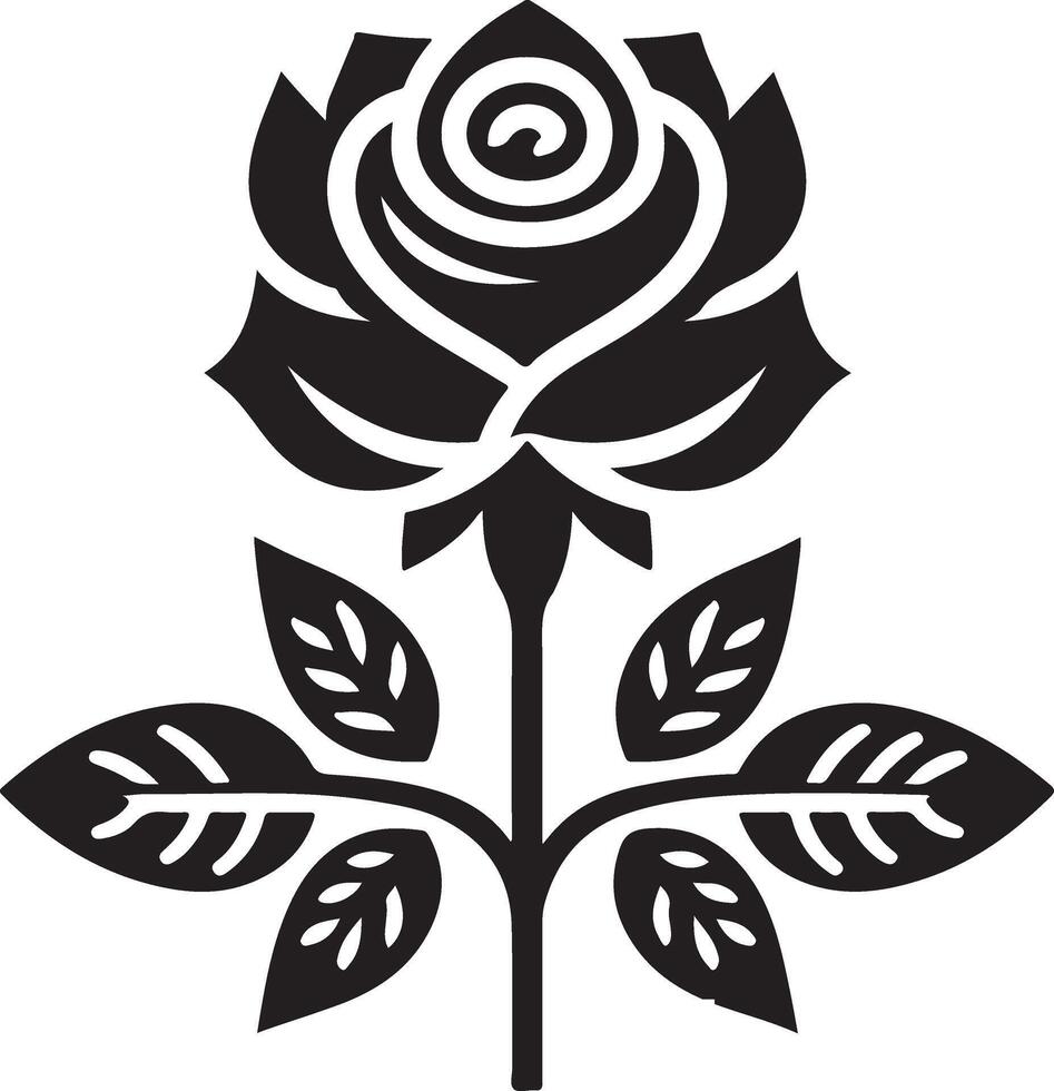 Rosa icono. decorativo jardín flor, negro color silueta vector