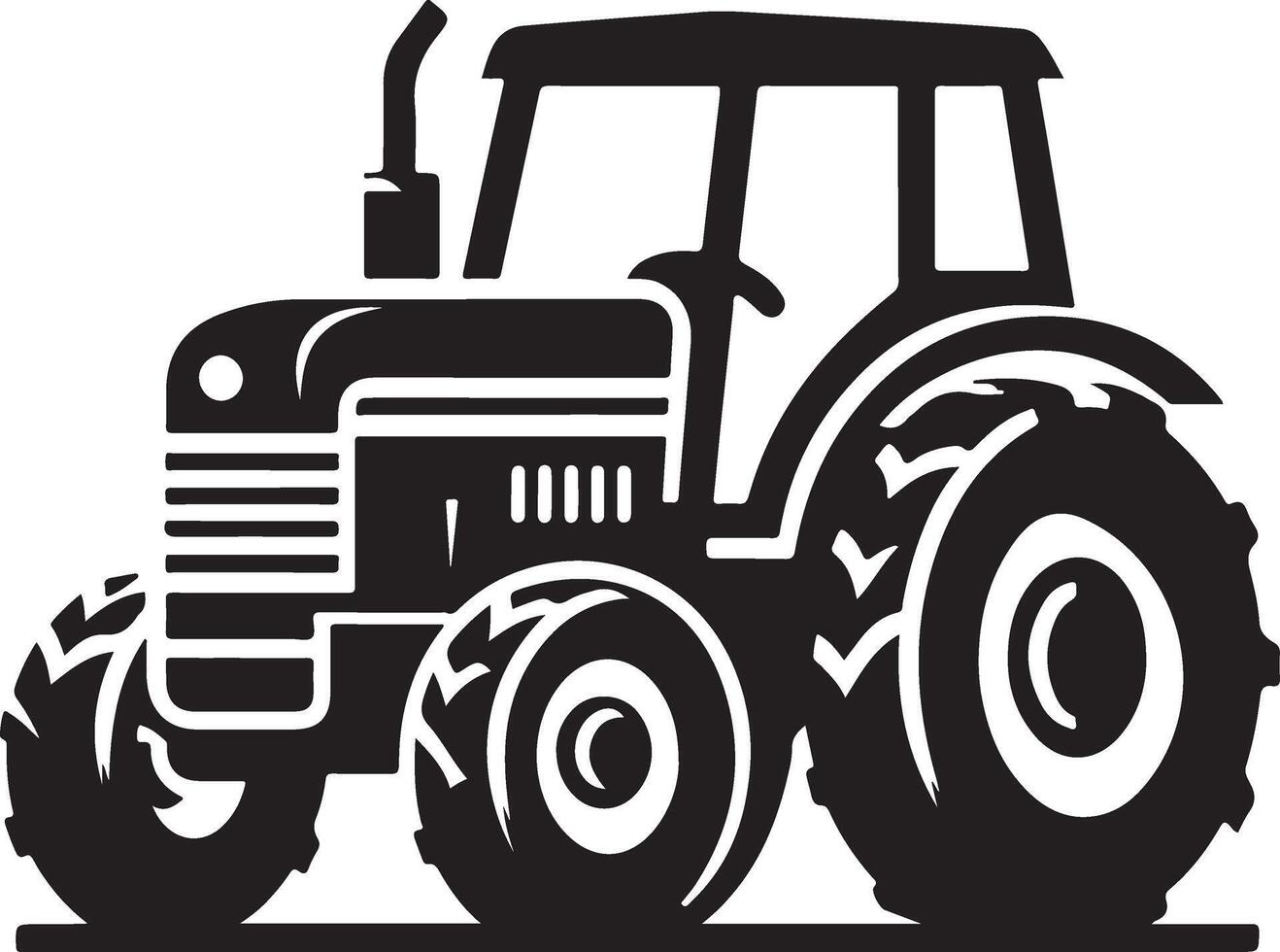 Tractor icon, black color silhouette vector