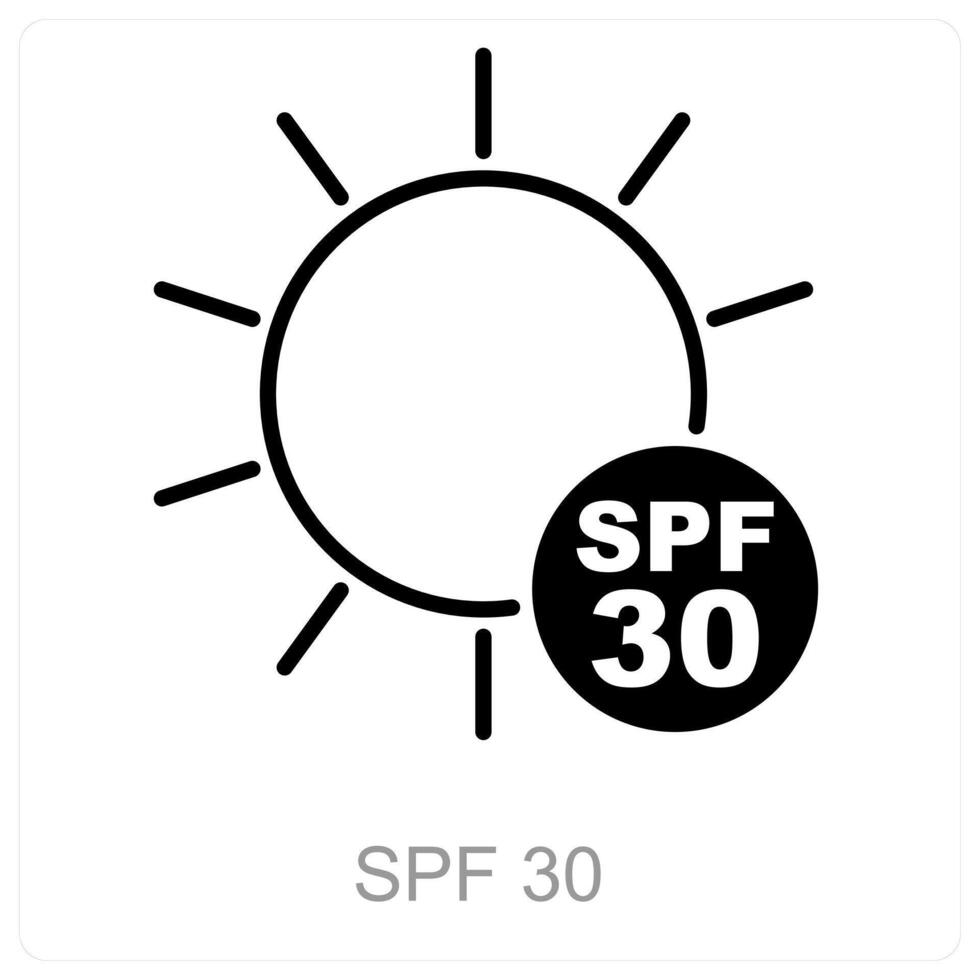 SPF 30 and sunscreen icon concept vector