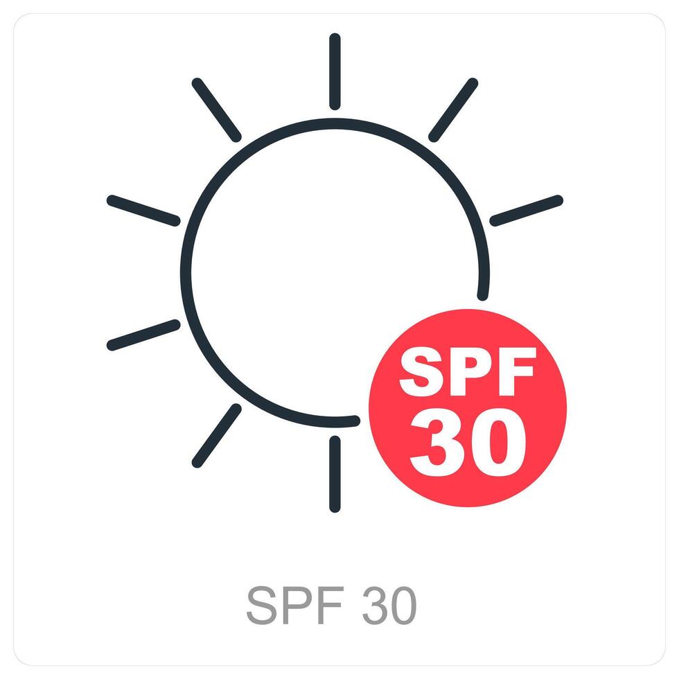 SPF 30 and sunscreen icon concept vector