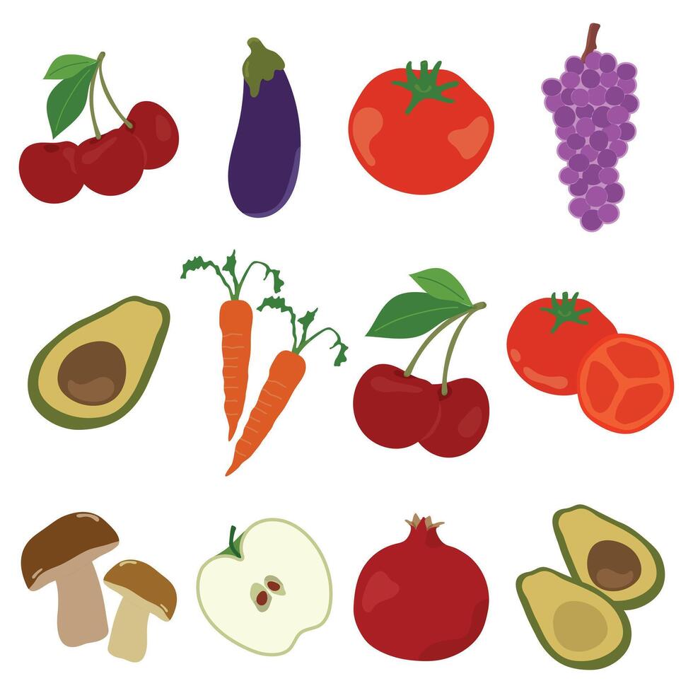 Organic food, farm fresh and natural icon stickers, planner stickers, bullet journal stickers, scrapbook stickers and more. vector