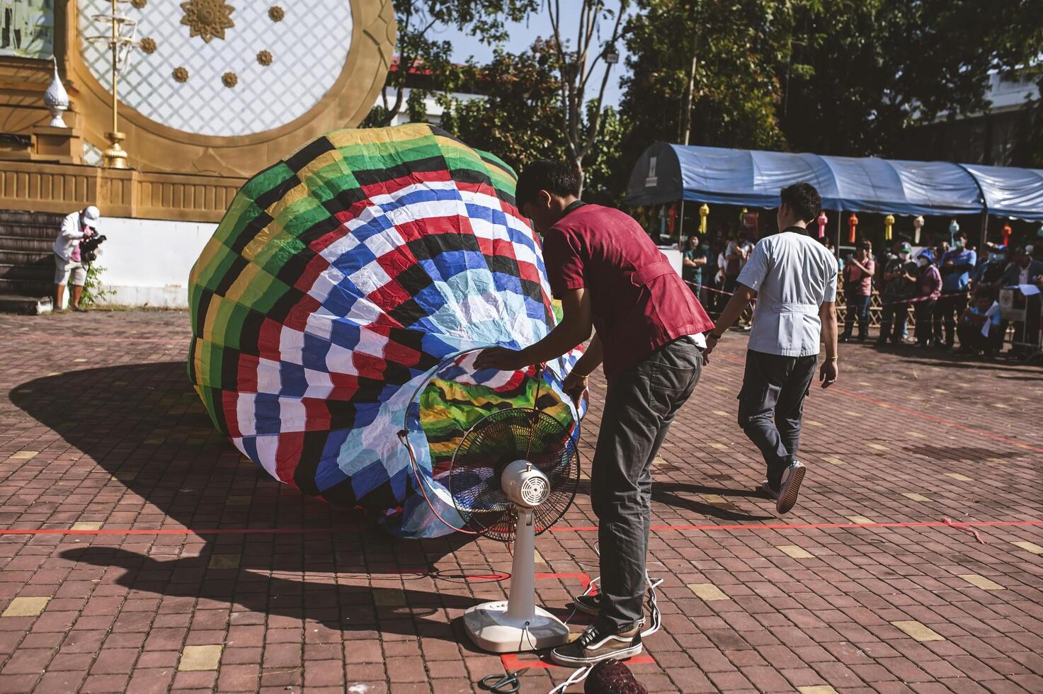 Lamphun, Thailand - November 08, 2022  Fancy Paper Lantern Releasing Contest is held annually in Lamphun Province during Thailand's Loy Krathong Festival. photo