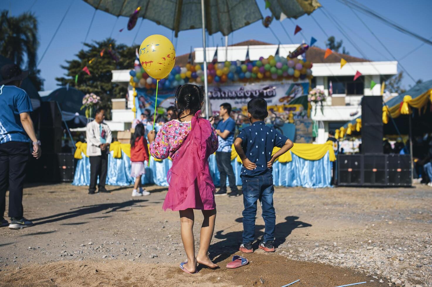 Chiang Mai, Thailand - January 14, 2023 Children's Day activities in Thailand in January of every year include snacks, food, dancing, and various rides. photo