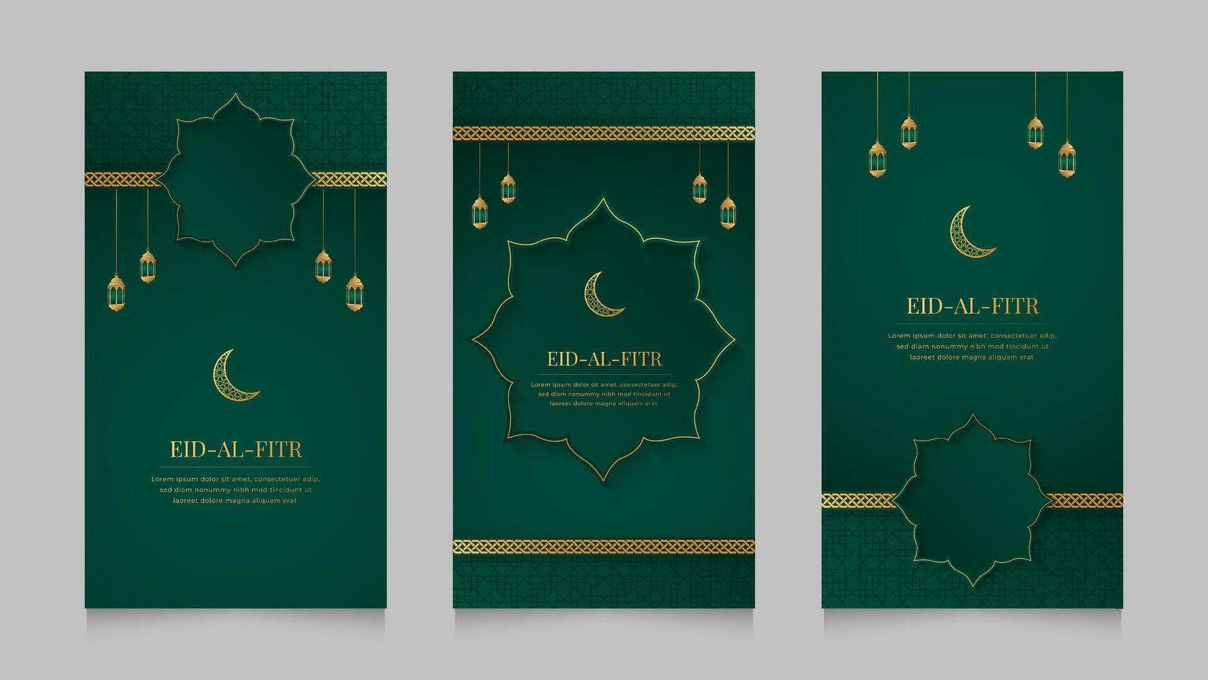 eid Mubarak islámico Arábica realista social medios de comunicación cuentos colección modelo diseño con vacío espacio para foto vector