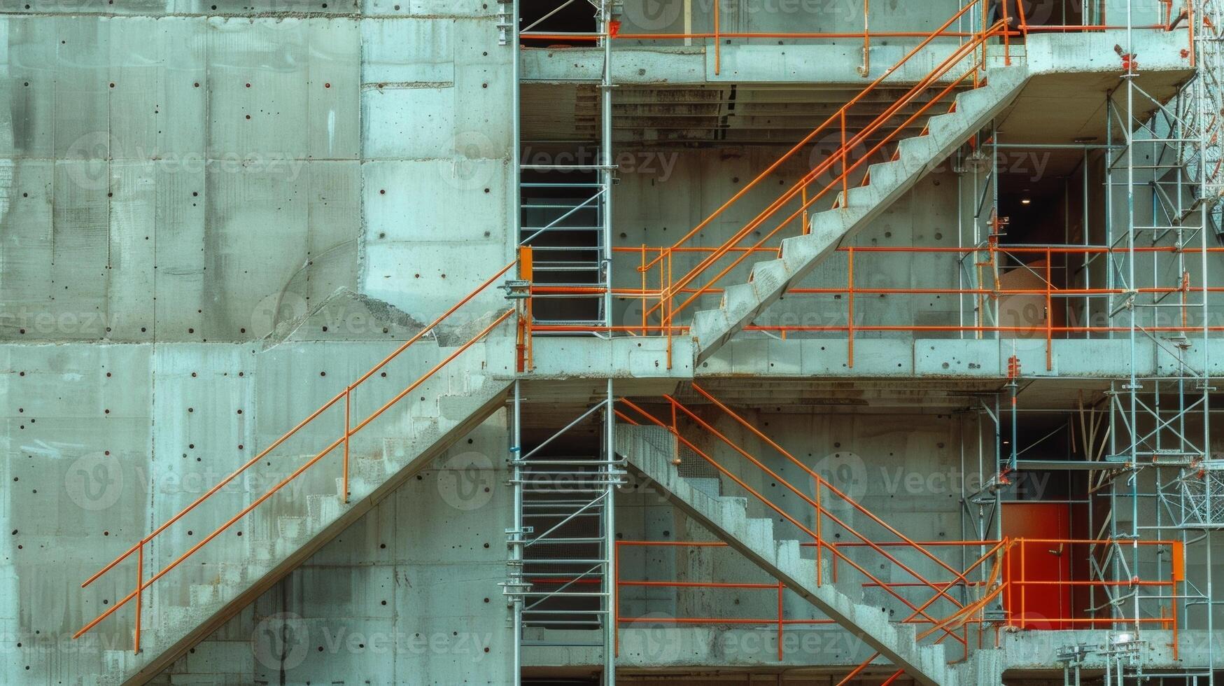 The construction of staircases and elevators providing access to different levels of the building photo