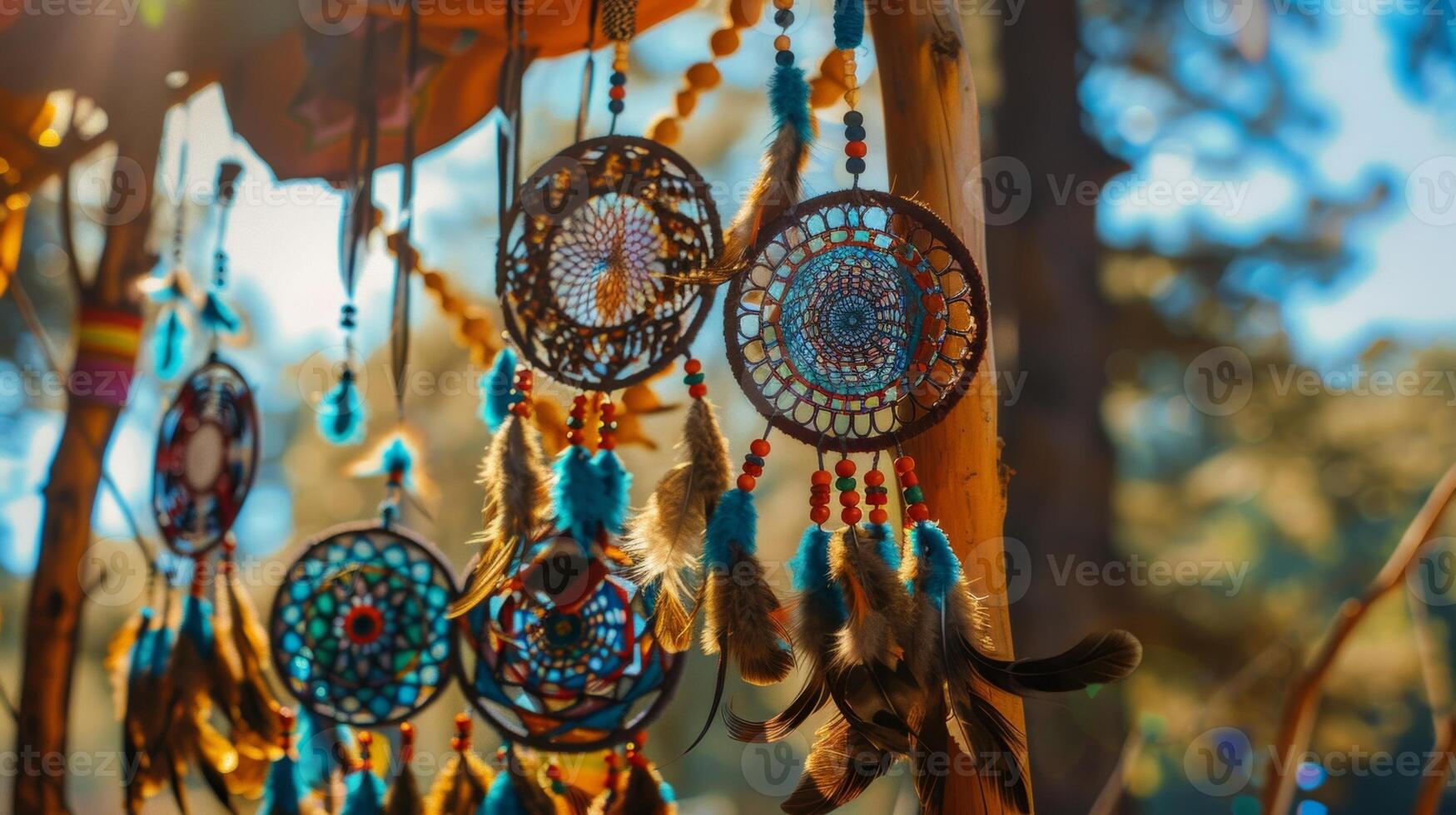 The festivals main stage is adorned with beautiful and intricate dreamcatchers symbolizing the merging of two unique cultures photo