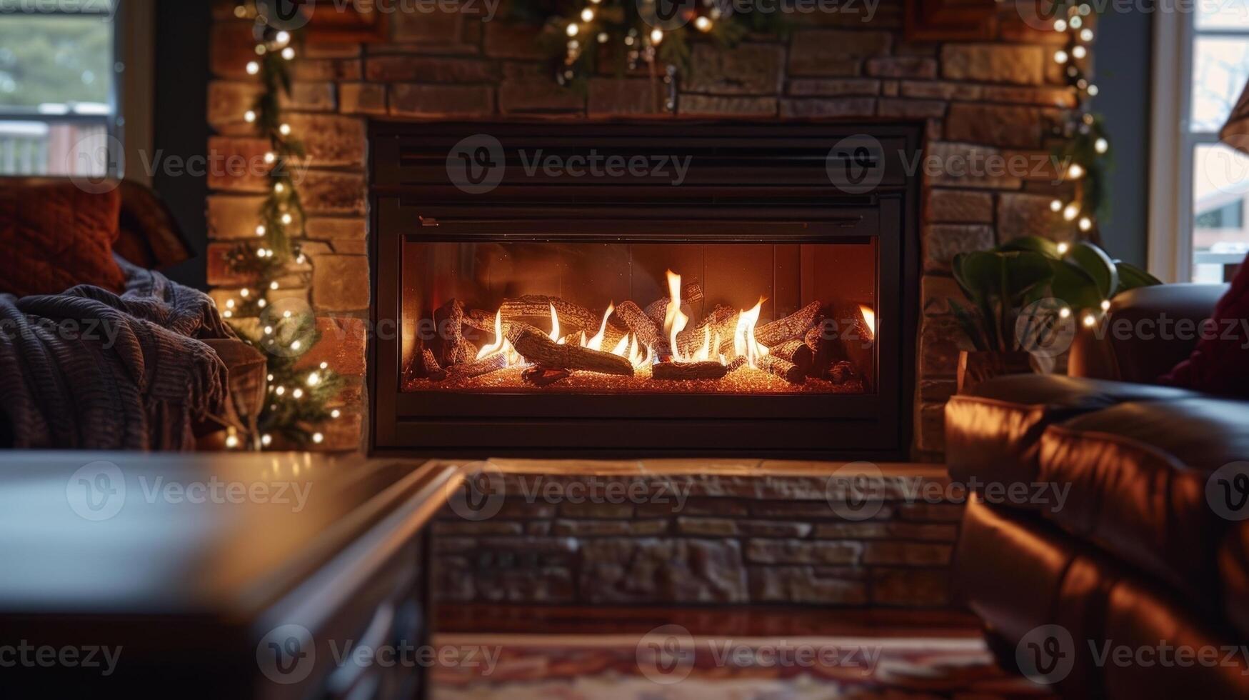 The flames dance and crackle inside the fireplace creating a mesmerizing display that adds a touch of romance to the room. 2d flat cartoon photo