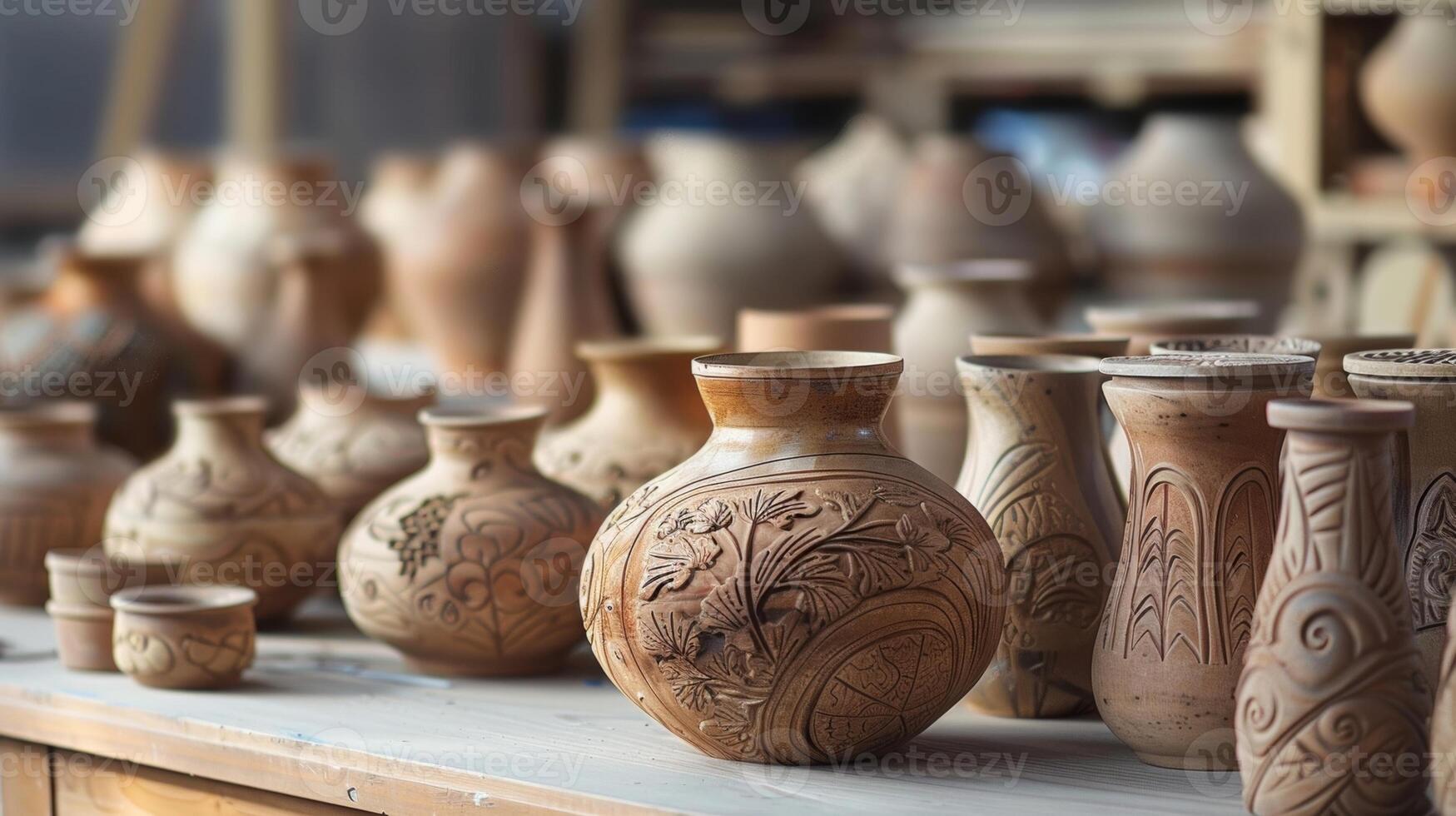 A visual timeline of pottery engraving techniques from traditional hand carving ods to modern laser engraving technology. photo