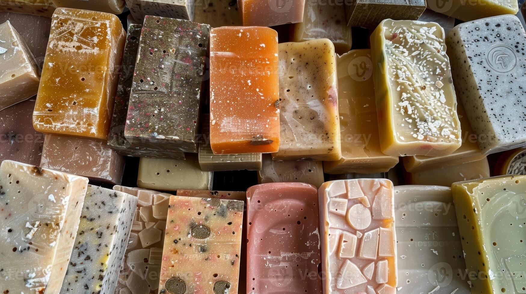 The textures of freshly soap bars each one unique and full of character photo