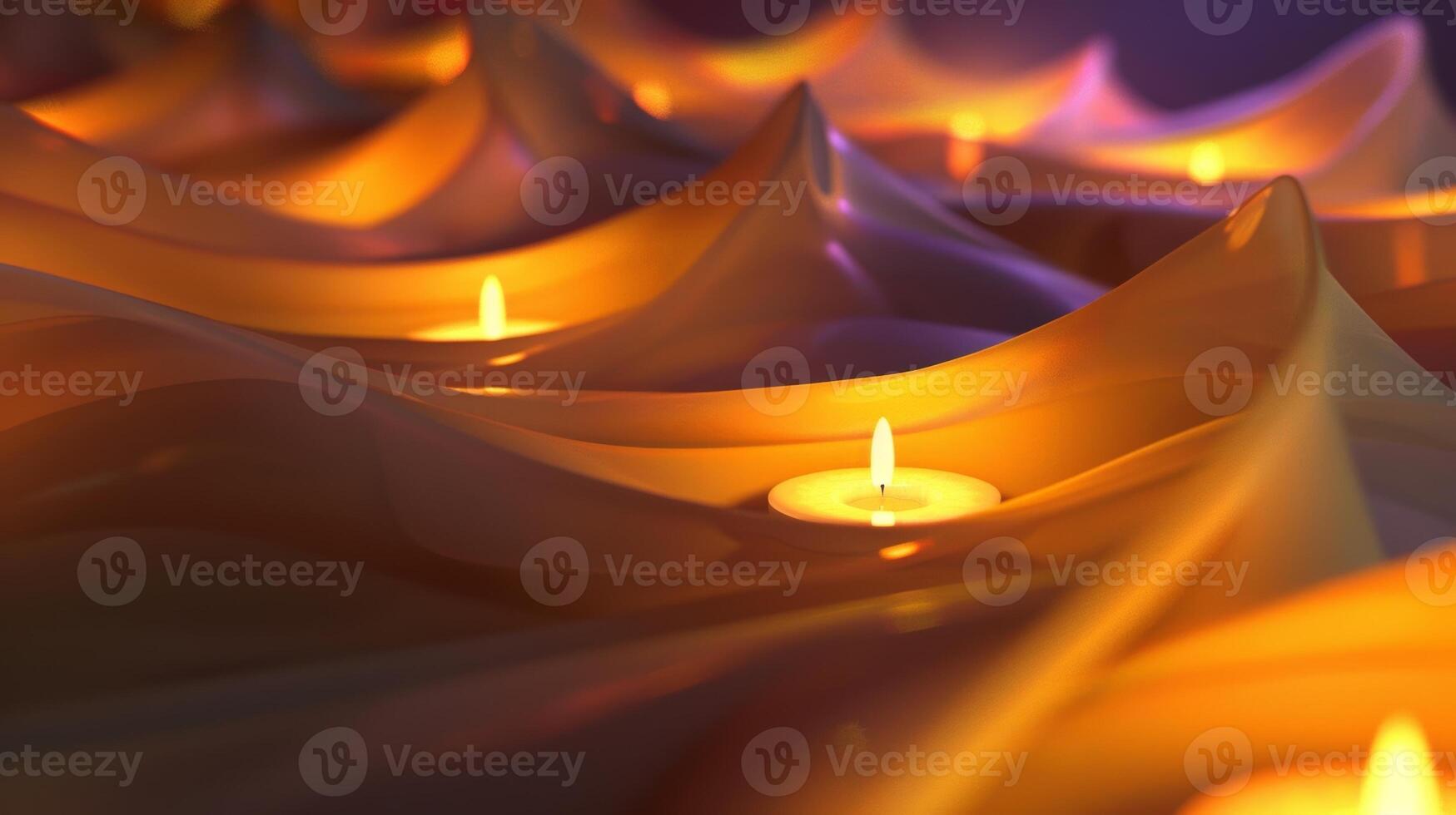 The candles seem to dance in perfect unison creating a serene and meditative rhythm for the mind to follow. 2d flat cartoon photo