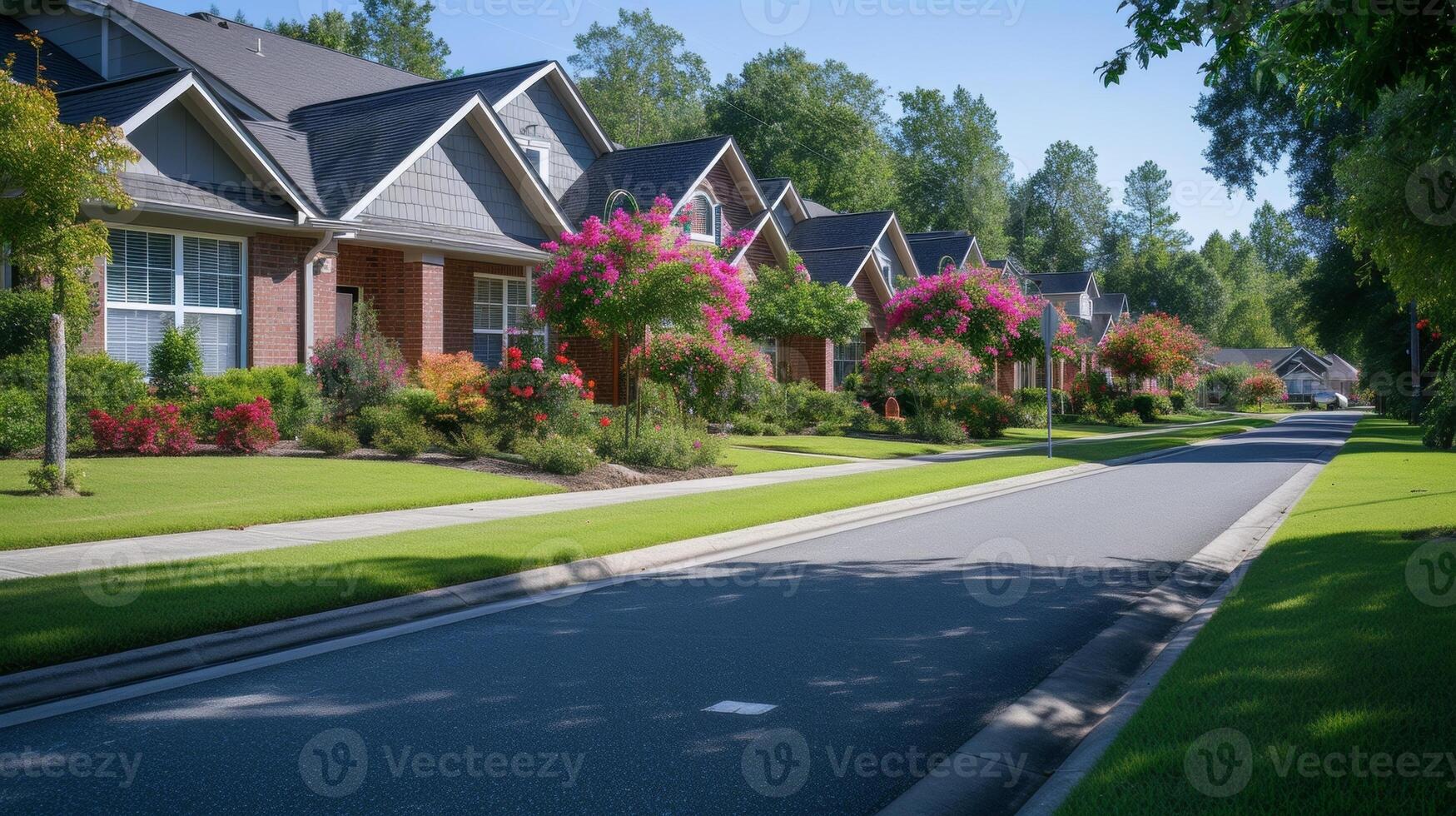 A charming neighborhood of downsized homes in a peaceful retirement community allowing seniors to maintain their independence while still staying connected to a welcomin photo