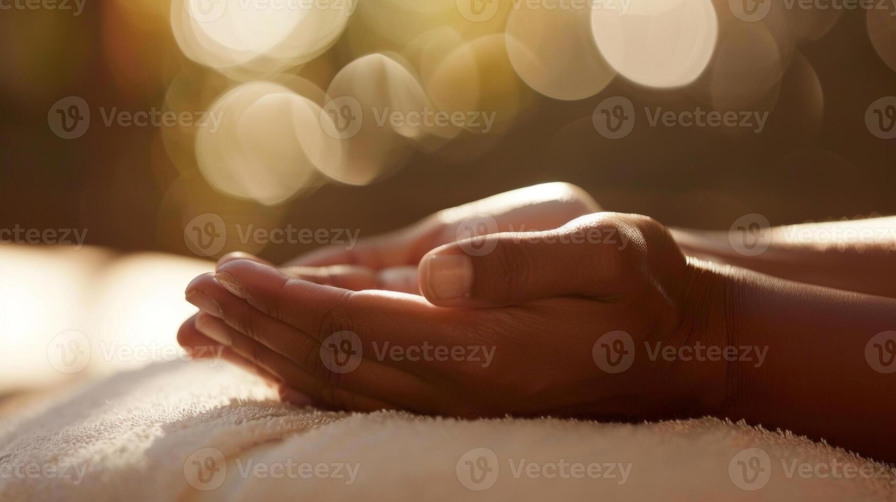 A shot of a persons hand being gently massaged and stretched promoting deep relaxation and release of tension. photo