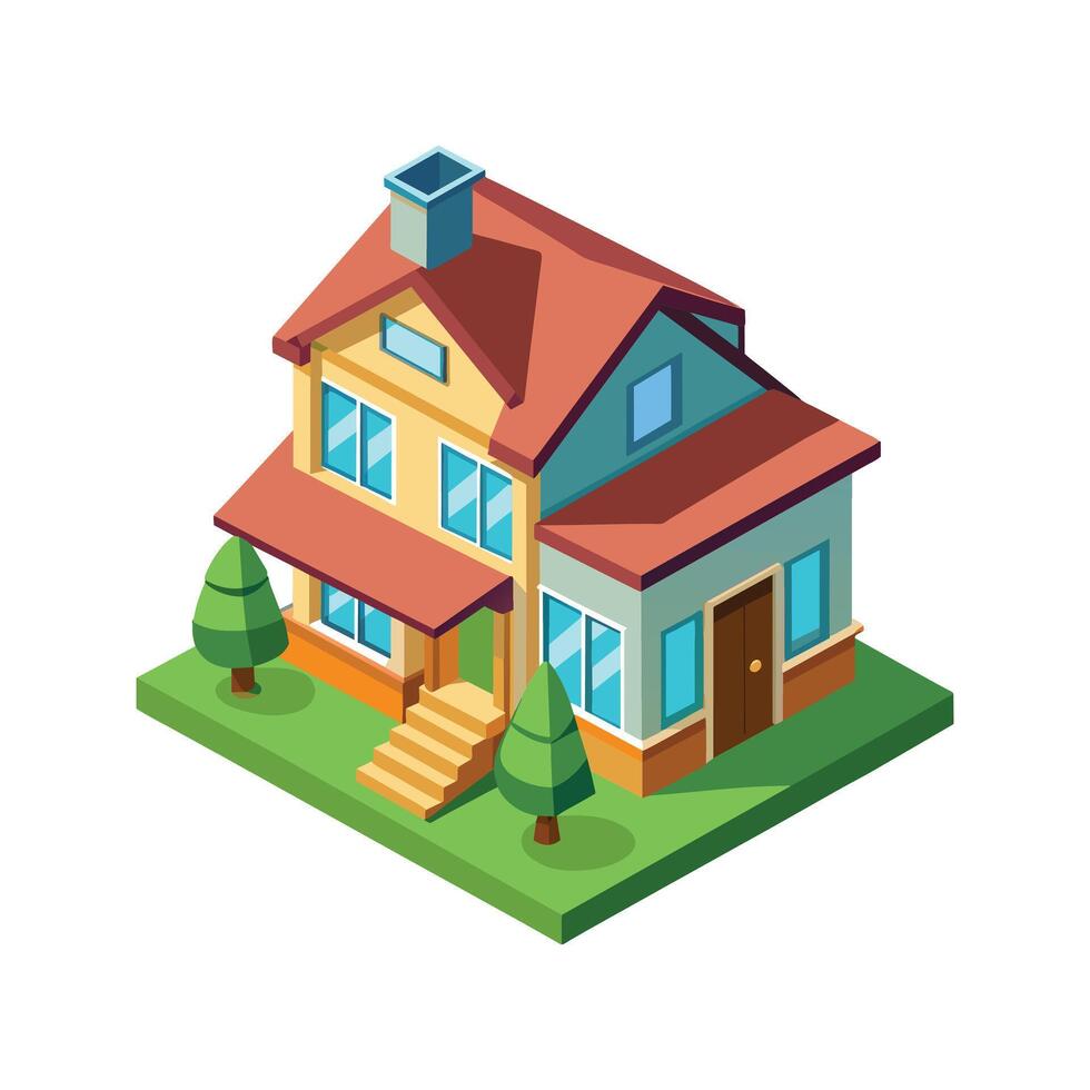 View of 3d house model vector